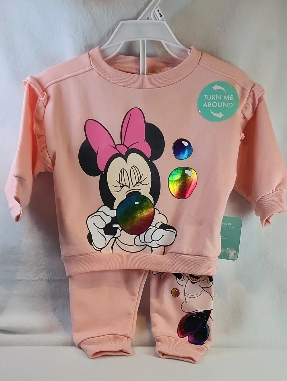 Disney Minnie Mouse Girls 2pc. Peach and Pink Kids Jogging  Set
